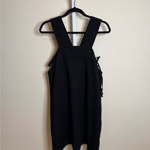 Madewell Black Textured Mini Jumper Dress with Bow Details